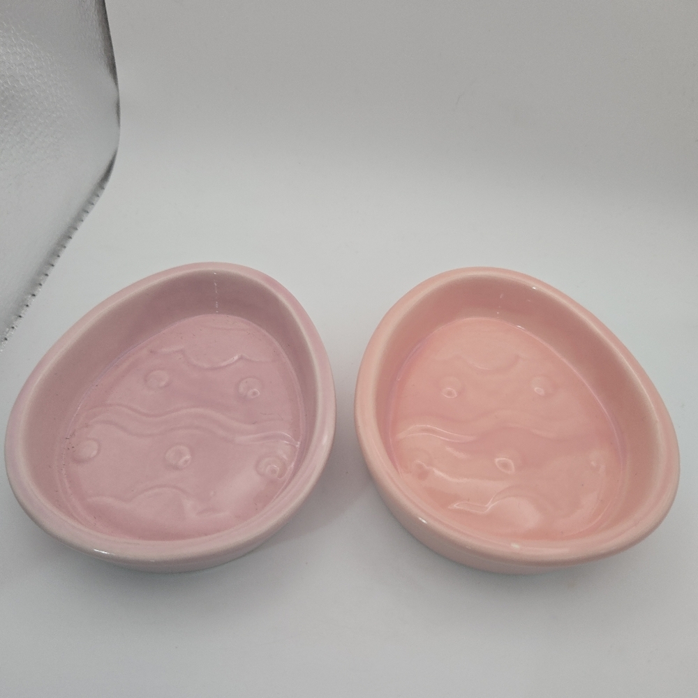Set of 2 Pink Stoneware Soap Dishes Bathroom Vanity Soap Holder Tray